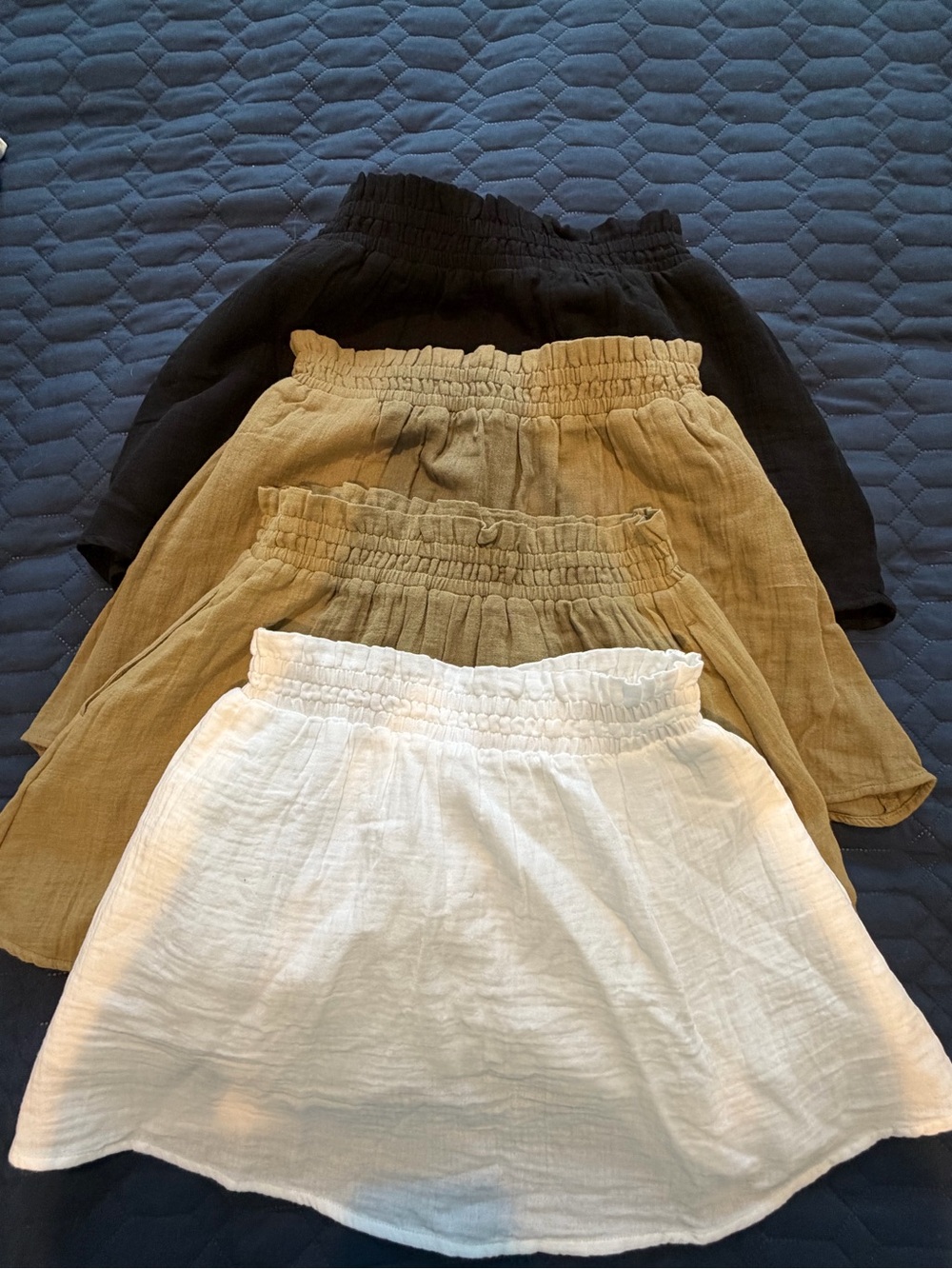 Women's Elastic Waist Summer Skirt - White, Tan, Brown, Black